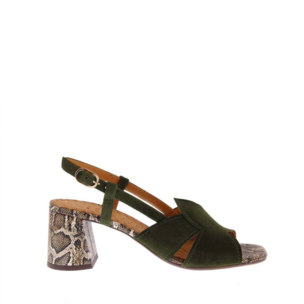 NEW CHIE MIHARA women's rutter sandal in green/snake